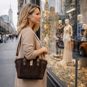 Velúrbőr női táska Sötétbarna