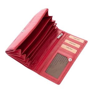 Valódi bőr brifkó pénztárca piros színben díszdobozban virág mintával RFID védelemmel