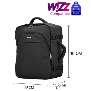 BONTOUR AIR  3- Funkciós Utazó Hátizsák, WizzAir méretű 40x30x20cm, Fekete Színben