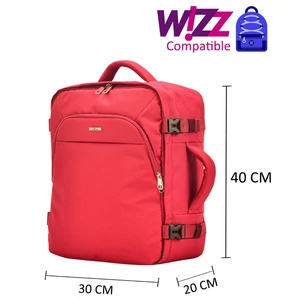 BONTOUR AIR  3 - Funkciós Utazó Hátizsák, WizzAir méretű 40x30x20cm, Piros Színben