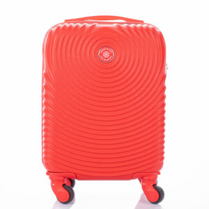 LEONARDO DA VINCI Piros Bőrönd kabin XS méret kivehető kerékkel Keményfalú WIZZ ingyenes kabinbőrönd