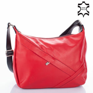 Valódi bőr női táska piros színben