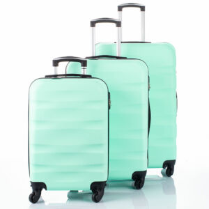 Travelway 3 db-os bőrönd szett mentazöld színben