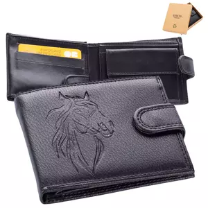 GIULIO Lovas pénztárca fekete színben díszdobozban