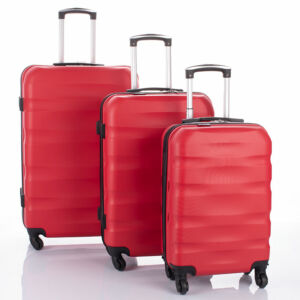 Travelway 3 db-os bőrönd szett piros színben