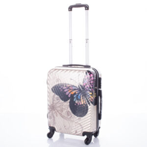 Pillangós keményfalú ABS bőrönd kabin méret levehető kerekekkel arany színben