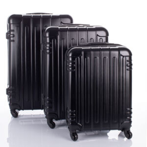 Világjáró 3 db-os bőrönd szett fekete színben BOX 2.0  kivehető kerekekkel