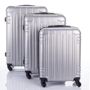 Világjáró 3 db-os bőrönd szett silver színben BOX 2.0  kivehető kerekekkel
