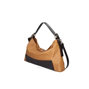 Valódi bőr olasz női válltáska konyak-sötétbarna színben