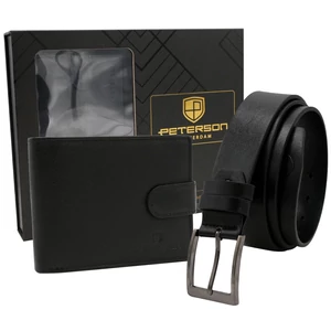 Peterson Elegáns  férfi bőr pénztárca és öv Ajándékcsomag
