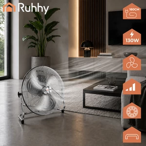 Padlóventilátor 50 cm Ruhhy 130W fém nagy teljesítményű 3 sebességfokozat