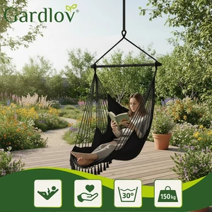 Függőágy - fekete  brazil szék 210cm fekete Gardlov