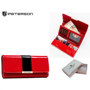 PETERSON PTN 006-LAK piros+fekete RFID öko bőr pénztárca