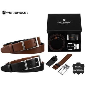 Ajándék szett: férfi kétoldalas bőr öv + 2 csat PTN KL-B004 Peterson