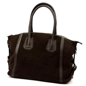 Velúrbőr  női táska sötétbarna színben