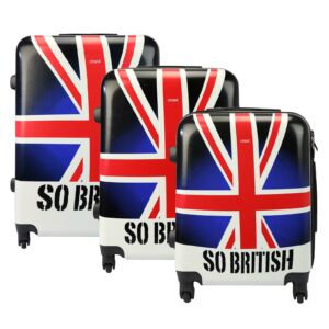 3 darabos bőröndszett angol zászló mintával