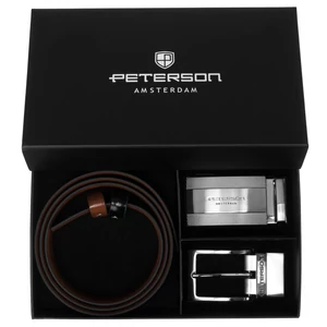 Ajándék szett: férfi kétoldalas bőr öv + 2 PTN csat KL-B007-S001 Peterson