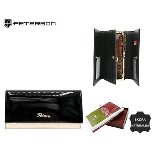 PETERSON PTN LJ-490 Fekete+arany RFID bőr pénztárca