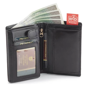 PETERSON PTN 324 2-1-1 FEKETE RFID bőr pénztárca