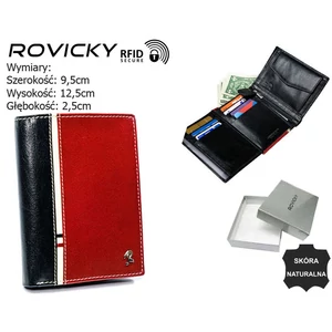 ROVICKY bőr RFID pénztárca 326-RBA-D FEKETE-VÖRÖS