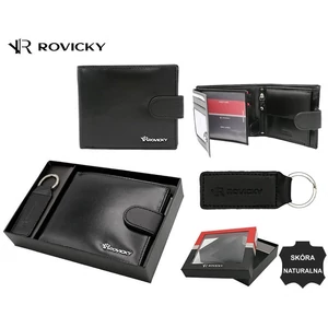 Bőr pénztárca és kulcstartó ajándék szett ROVICKY R-SET-M-N992L-KCS