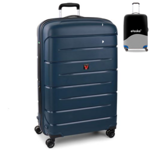Roncato FLIGHT DLX Spinner Bőrönd R-3461 Sötétkék ajándék bőröndhuzattal
