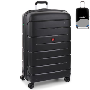 Roncato FLIGHT DLX Spinner Bőrönd R-3461 Fekete ajándék bőröndhuzattal