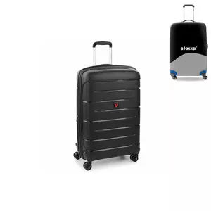 Roncato FLIGHT DLX Spinner Bőrönd R-3462 Fekete ajándék bőröndhuzattal