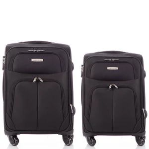 LEONARDO DA VINCI 2 db-os bőrönd szett fekete színben 6101 2 Set Black