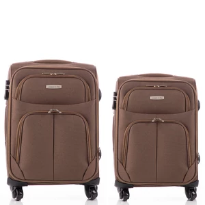 LEONARDO DA VINCI 2 db-os bőrönd szett camel színben 6101 2 Set Camel