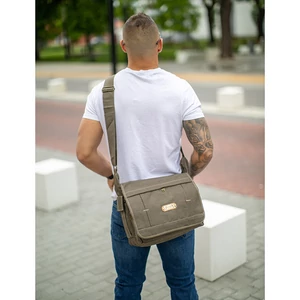 Vászon oldaltáska khaki színben 6245-khaki