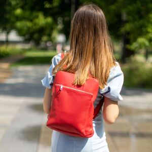 Valódi bőr női hátizsák 3 funkciós piros színben