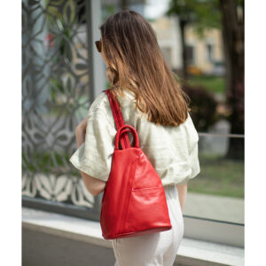 Valódi bőr női hátizsák Piros színben S6925