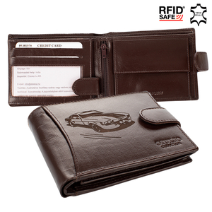 Bőr férfi pénztárca Autós mintával RFID rendszerrel Kedvezményes áron ( 8 kártyatartó )