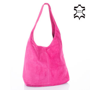 Valódi velúbőr női táska pink színben