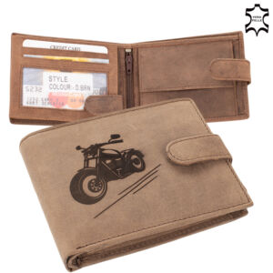 Bőr pénztárca barna színben chopper mintával RFID védelemmel 5702-chopper Kedvezményes áron