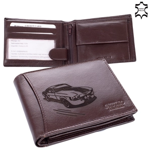Bőr férfi pénztárca Autós mintával RFID rendszerrel Díszdobozban ( 8 kártyatartó )