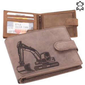 Bőr pénztárca barna színben markoló mintával  díszdobozban RFID védelemmel 5702-markolo