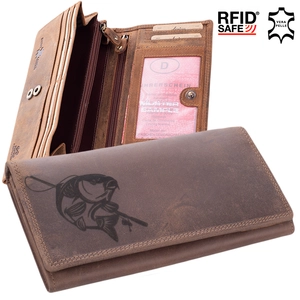 Különleges Brifkó horgász pénztárca barna színben RFID rendszerrel