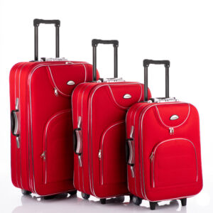 3 db-os bőrönd szett piros színben