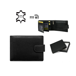 Nagyméretű Valódi bőr férfi pénztárca díszdobozban RFID rendszerrel ( 8 kártyatartó )