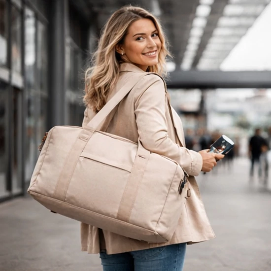 Bézs vízálló kézipoggyász táska (40×30×20 cm) – Wizz Air & Ryanair kompatibilis