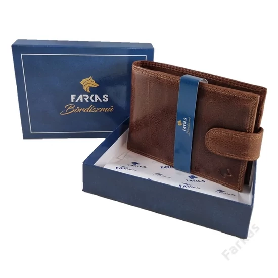 FARKAS RFID prémium bőrpénztárca kivehető kártyatartó résszel díszdobozban
