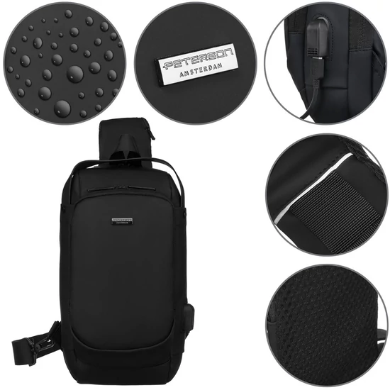 Vízálló Testtáska/Válltáska USB csatlakozóval