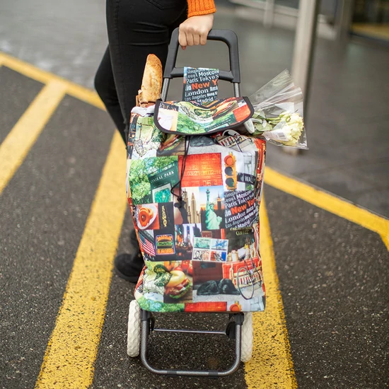 Amica Moda gurulós bevásárlókocsi New York mintával