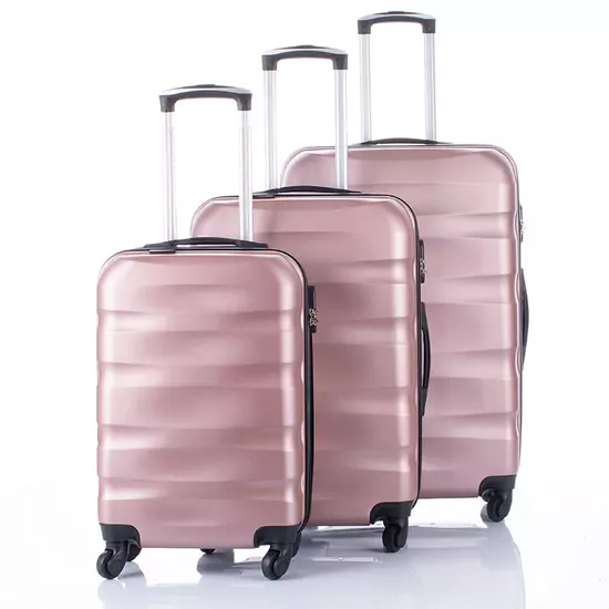 Travelway 3 db-os bőrönd szett rosegold színben