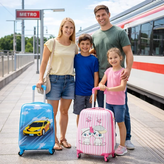 Gyermek bőrönd cicás mintával