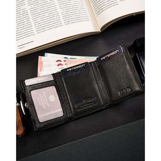 Peterson Valódi bőr kisméretű Férfi Pénztárca RFID