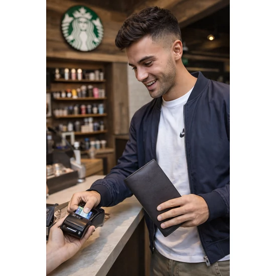 Stílusos GIULIO valódi bőr pénztárca RFID rendszerrel