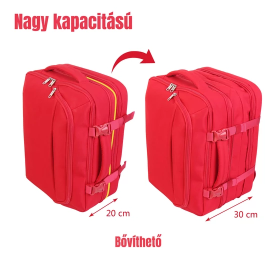 Bővíthető Bontour FlexGo WizzAir méretű fedélzeti 3 funkciós táska piros